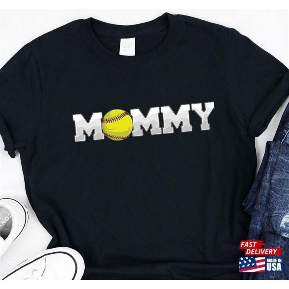 Funny Softball Mommy Mom Player Outfits Ball Sport Jersey Tshirt
